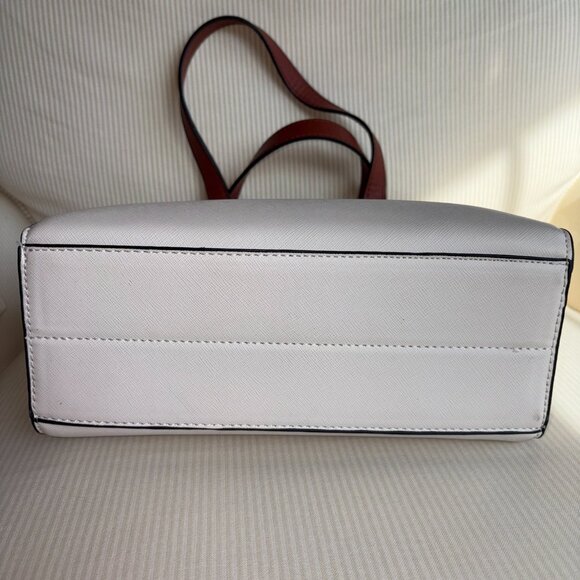 Montana West 2 Piece Handbag Set- Matching Tote Bag Purse/Satchel Cream & Brown - Picture 6 of 16